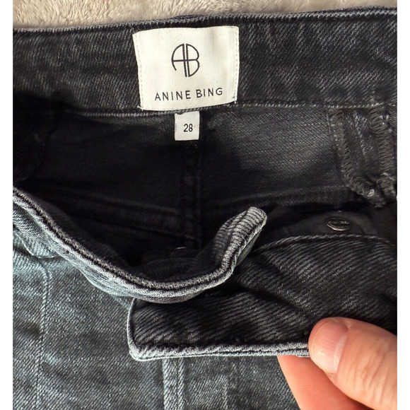 Anine Bing Heath Vintage Black Skinny Jeans Side Slit Button Fly High Rise 28 - Picture 5 of 9